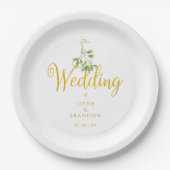 Winter Bruiloft Elegant Goud Script Mistletoe Papieren Bordje (Voorkant)