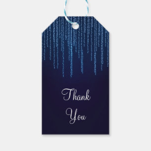 Winter Bruiloft Elegante Blauwe Glitter Lichtjes F Cadeaulabel