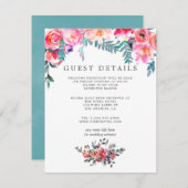 Winter Bruiloft Floral Gast Details Informatiekaartje (Voorkant / Achterkant)