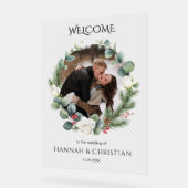 Winter bruiloft foto welkom acryl bord (Hoek)