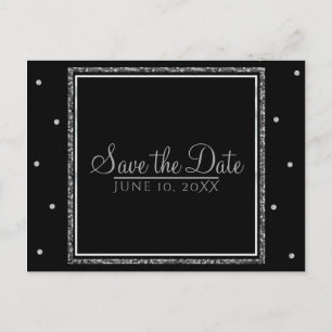 Winter Bruiloft Glam Zilver & Wit Save the Date Aankondigingskaart