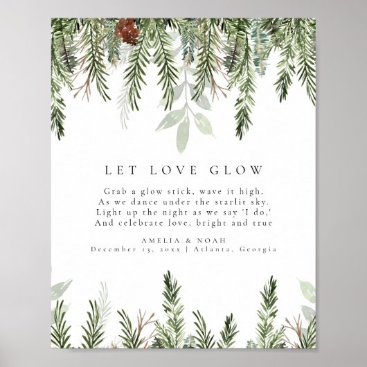 Winter Bruiloft Glow Stick Verstuur Tafelteken Poster (Voorkant)