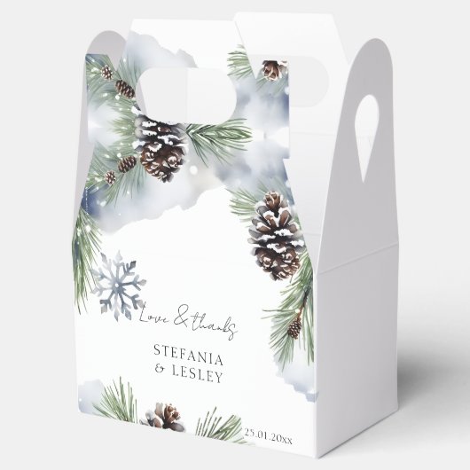 Winter bruiloft gunsten gepersonaliseerd bedankdoosjes (Geopend)