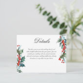 Winter bruiloft Holly Berry Details Briefkaart (Staand voorkant)