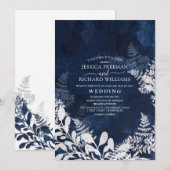 Winter bruiloft ijs en marineblauw, kaart (Voorkant / Achterkant)