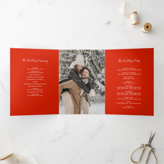 Winter bruiloft kegels rode bessen waterverf foto drieluik programma (Binnen)