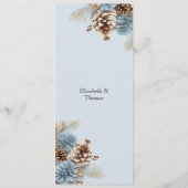 Winter Bruiloft Kerstmis Pinecones Blauw Bruin Menu (Achterkant)