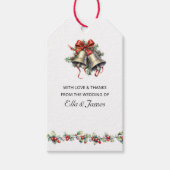 Winter bruiloft klokken en Holly gunst Cadeaulabel (Voorkant)