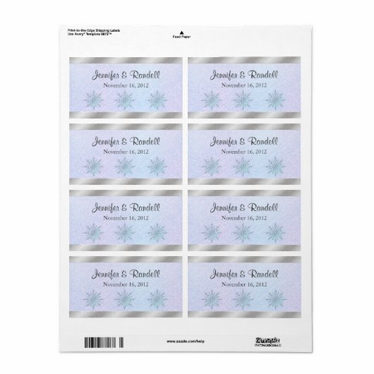 Winter Bruiloft Mini Wijnfles Label (Full Sheet)