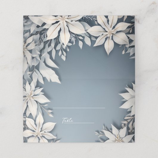 Winter bruiloft plaats kaart (Buitenkant ongevouwen)