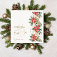 Winter bruiloft poinsettia gouden sjabloon
