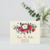 Winter bruiloft rode bessen Save the date briefkaa Aankondigingskaart (Staand voorkant)