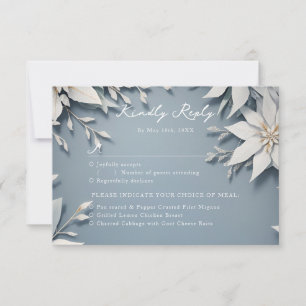 Winter bruiloft RSVP w maaltijd keuzes Kaartje