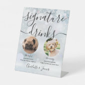 Winter Bruiloft Script Huwelijkshond Handtekening Reclamebord Met Voetstuk (Voorkant)