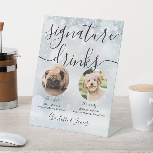 Winter Bruiloft Script Huwelijkshond Handtekening  Reclamebord Met Voetstuk (Insitu)