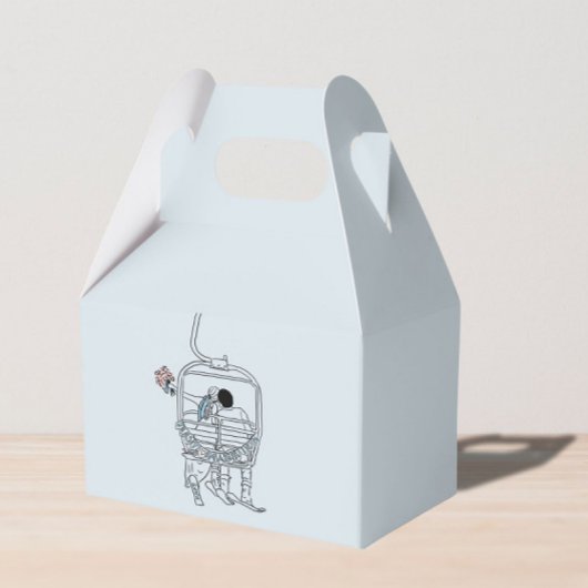 Winter bruiloft skiën tekening bedankdoosjes