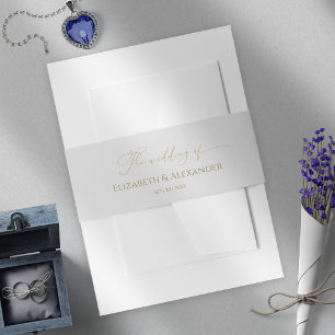 Winter bruiloft uitnodiging buik band verguld uitnodigingen wikkel