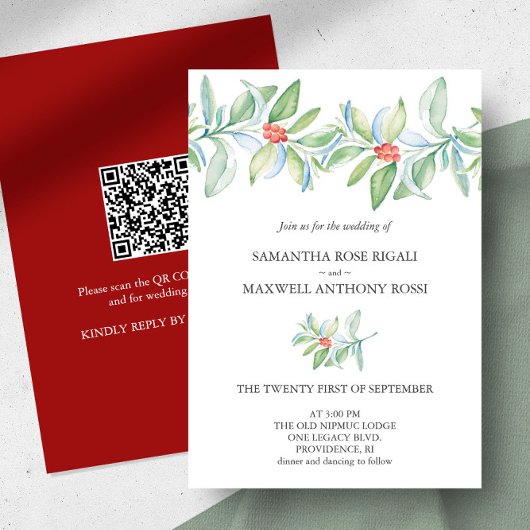 Winter bruiloft uitnodiging met QR-code