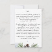 Winter bruiloft waterverf besneeuwde dennen bedankkaart (Achterkant)