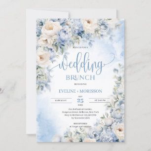 Winter bruiloftsbrunch met stoffige blauwe en ivoo kaart