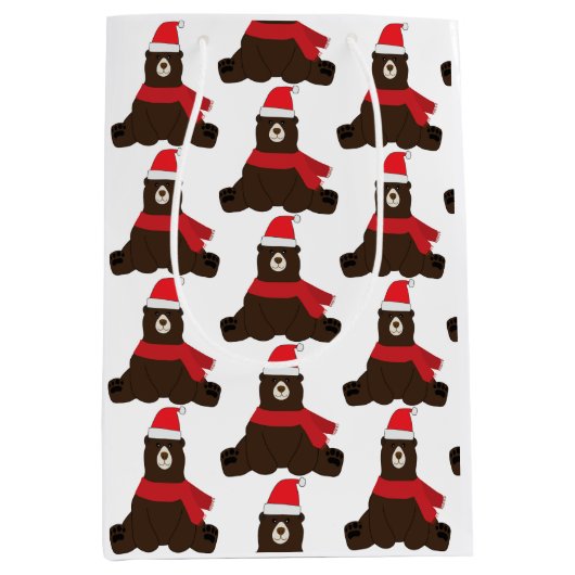 Winter Bruine Beer Cadeautas Midden (Voorkant)