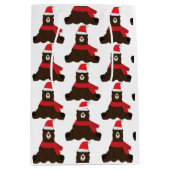 Winter Bruine Beer Zak Medium Kado  Cadeauzakje (Voorkant)