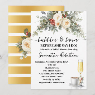 Winter Bubbles & Brews Coffee Bruidsfeest Kaart
