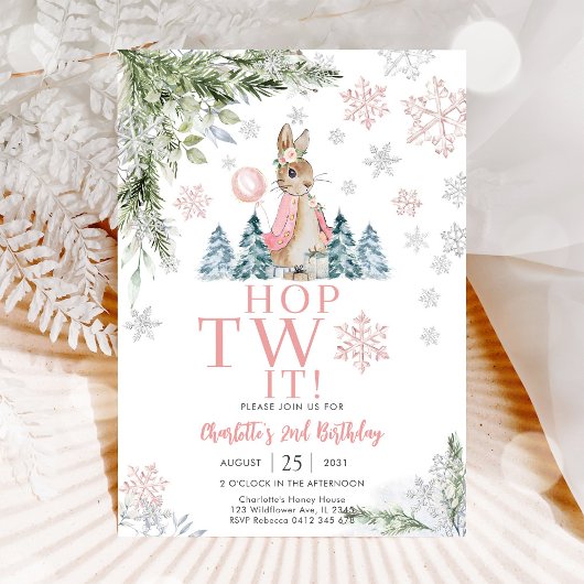 Winter Bunny Birthday Invitation