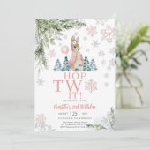 Winter Bunny Birthday Invitation Kaart (Staand voorkant)