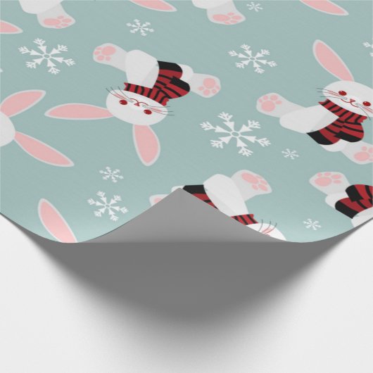 Winter Bunny Pattern Cadeaupapier (Hoek)