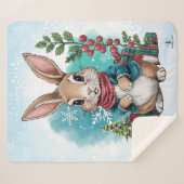Winter Bunny Waterverf Kerst Sherpa Deken (Voorkant (horizontaal))