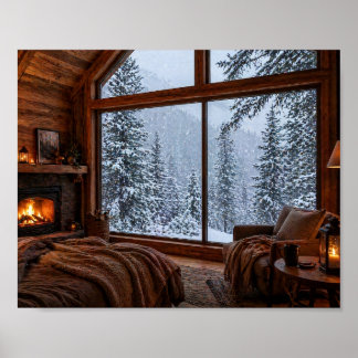 Winter Cabin Comfort Poster -> Poster met winterca