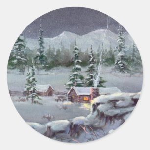 WINTER CABIN DOOR SHARON SHARPE RONDE STICKER