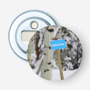 Winter Cabin Fever Holiday Sneeuw Button Flesopener