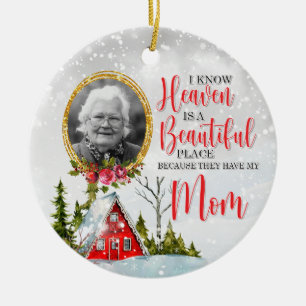 Winter Cabin Gepersonaliseerde Memorial Foto Keramisch Ornament