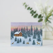 Winter Cabin Postcard Briefkaart (Staand voorkant)