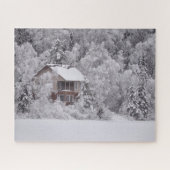Winter Cabin Snow Covered Trees Foto Puzzle Legpuzzel (Horizontaal)