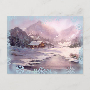 WINTER CABIN & SNOWFLAKES DOOR SHARON SHARPE BRIEFKAART