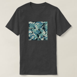 Winter Camo Patroon Vierkant Gesneden T-shirt