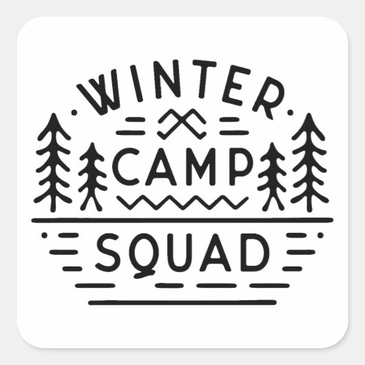 Winter camp squad crew matching vierkante sticker (Voorkant)
