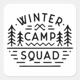 Winter camp squad crew matching vierkante sticker