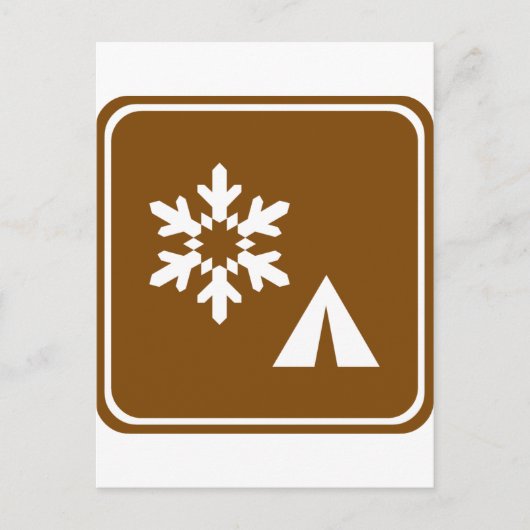 Winter Camping Highway Sign Briefkaart (Voorkant)