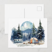 Winter Camping Waterverf Briefkaart (Voorkant / Achterkant)