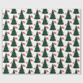 Winter Candy Cane Holly Berry Witte Kerstboom Cadeaupapier (Vlak)