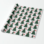 Winter Candy Cane Holly Berry Witte Kerstboom Cadeaupapier (Uitgerold)
