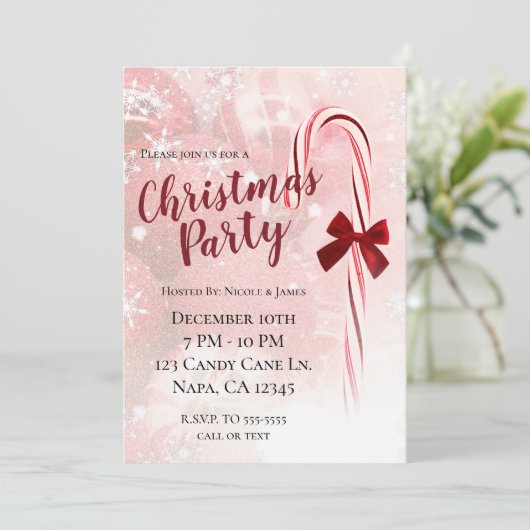 Winter Candy Cane Kerstvakantie Feest Kaart (Staand voorkant)