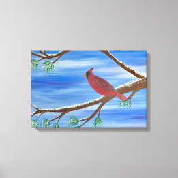 Winter Cardinal Canvas Kunst aan de Wand