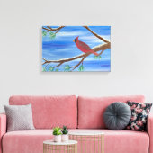 Winter Cardinal Canvas Wall Art (Insitu (Woonkamer))