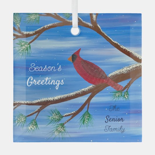 Winter Cardinal Glas Ornament (Voorkant)