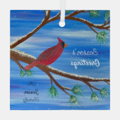 Winter Cardinal Glas Ornament (Achterkant)